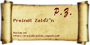 Preindl Zalán névjegykártya